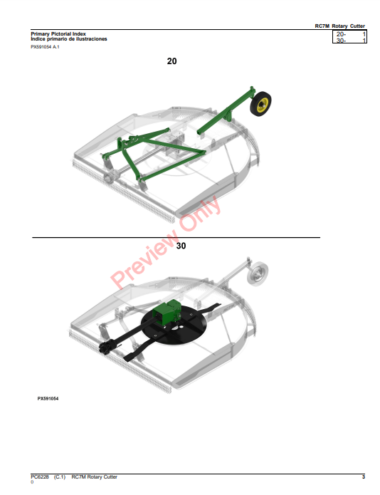 JOHN DEERE RC7M ROTARY CUTTER PC6228 - PARTS CATALOG MANUAL