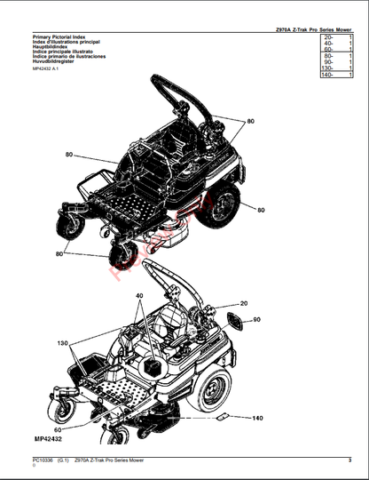 JOHN DEERE Z970R Z-TRAK PRO SERIES MOWER PC10336 - PARTS CATALOG MANUAL