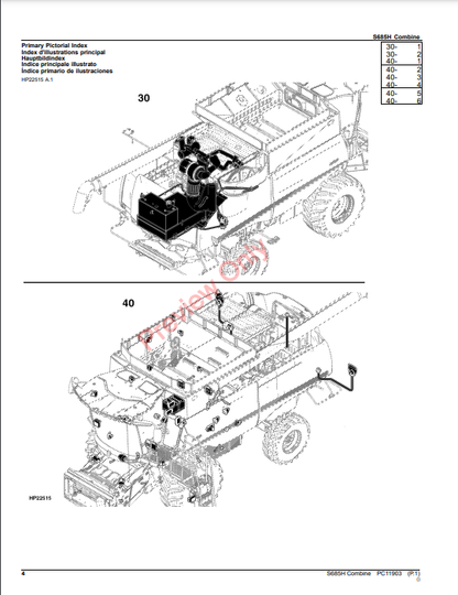 JOHN DEERE S685H HILLMASTER COMBINE PC11903 - PARTS CATALOG MANUAL