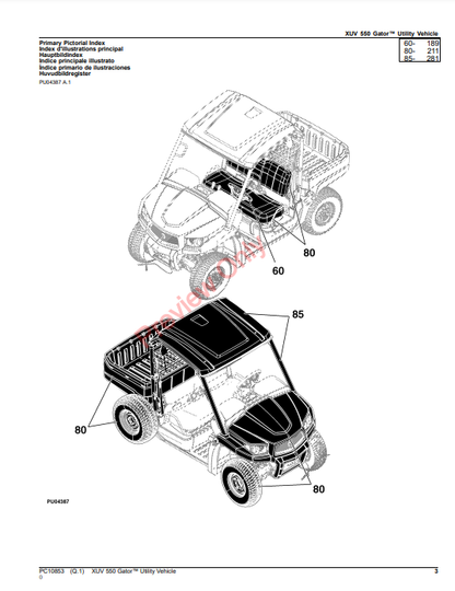 JOHN DEERE XUV 550 GATOR UTILITY VEHICLE PC10853 - PARTS CATALOG MANUAL