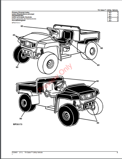 JOHN DEERE TX GATOR UTILITY VEHICLE PC9461 - PARTS CATALOG MANUAL