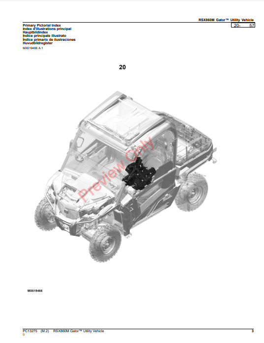 JOHN DEERE RSX860M GATOR UTILITY VEHICLE PC13275 - PARTS CATALOG MANUAL