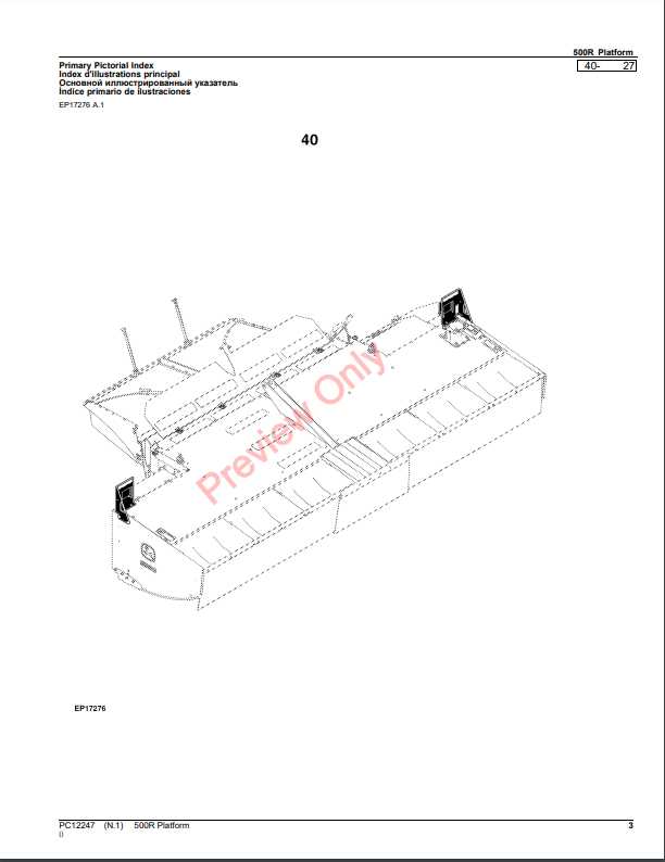 JOHN DEERE 500R PLATFORM PC12247 - PARTS CATALOG MANUAL