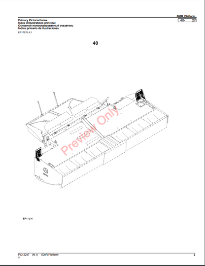 JOHN DEERE 500R PLATFORM PC12247 - PARTS CATALOG MANUAL