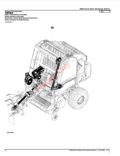 JOHN DEERE 560M ROUND BALER (WORLDWIDE EDITION) PC13262 - PARTS CATALOG MANUAL