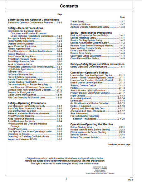 OPERATOR MANUAL - JOHN DEERE 544 G Construction Loader OMT479847X019