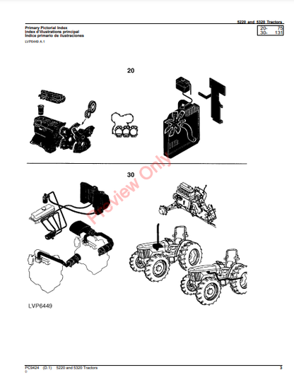 JOHN DEERE 5220 AND 5320 TRACTORS PC9424 - PARTS CATALOG MANUAL