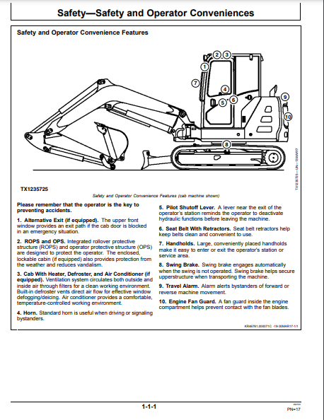 OPERATOR MANUAL - JOHN DEERE 60G CONSTRUCTION EXCAVATOR OMT333117