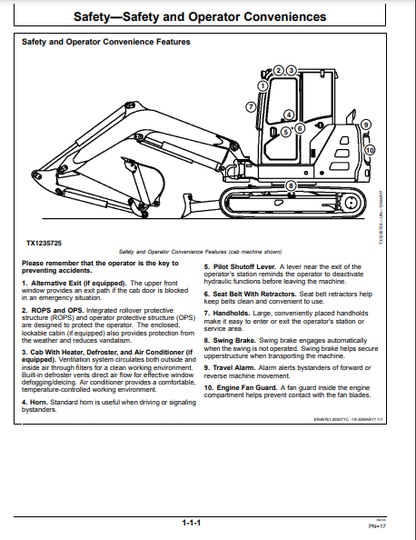 OPERATOR MANUAL - JOHN DEERE 60G CONSTRUCTION EXCAVATOR OMT333117