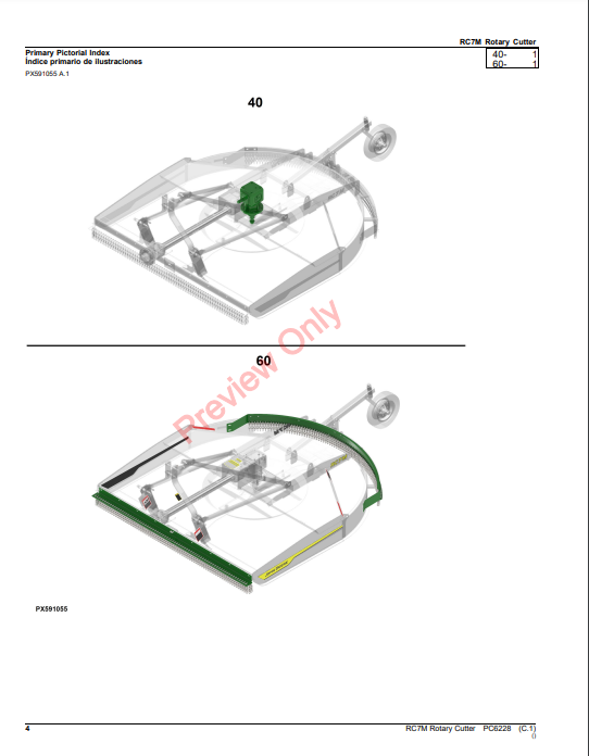 JOHN DEERE RC7M ROTARY CUTTER PC6228 - PARTS CATALOG MANUAL