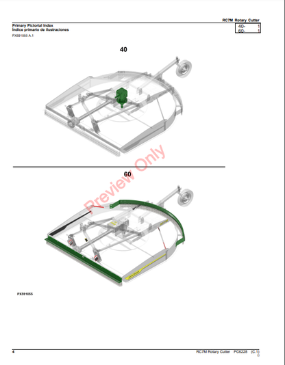 JOHN DEERE RC7M ROTARY CUTTER PC6228 - PARTS CATALOG MANUAL