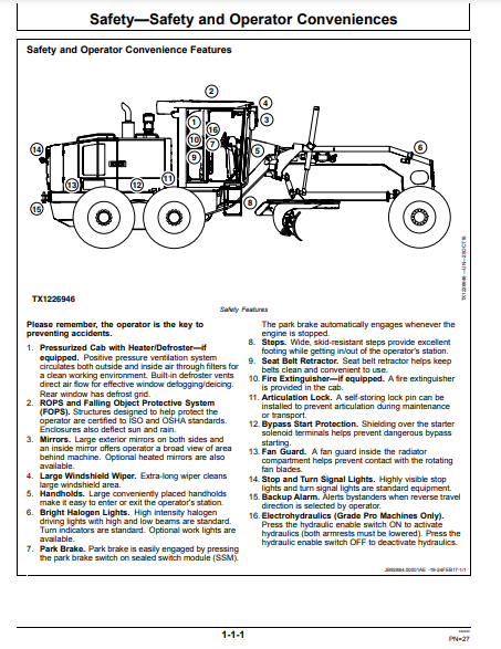 OPERATOR MANUAL - JOHN DEERE 772G (G SERIES) Construction Motor Grader OMT380597X19