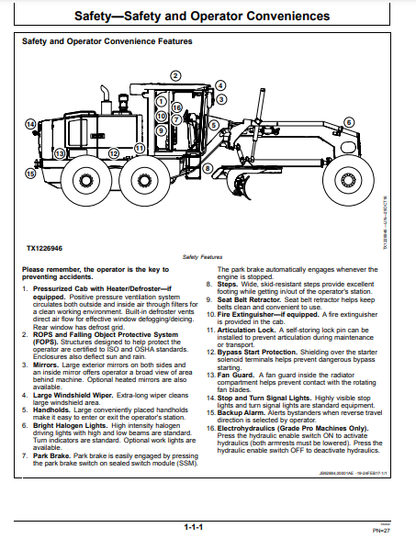 OPERATOR MANUAL - JOHN DEERE 772G (G SERIES) Construction Motor Grader OMT380597X19