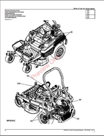 JOHN DEERE Z970R Z-TRAK PRO SERIES MOWER PC10336 - PARTS CATALOG MANUAL