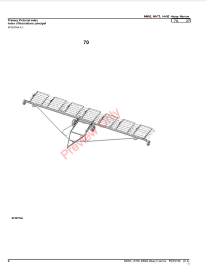 JOHN DEERE HH50, HH70, HH82 HEAVY HARROW PC16196 - PARTS CATALOG MANUAL