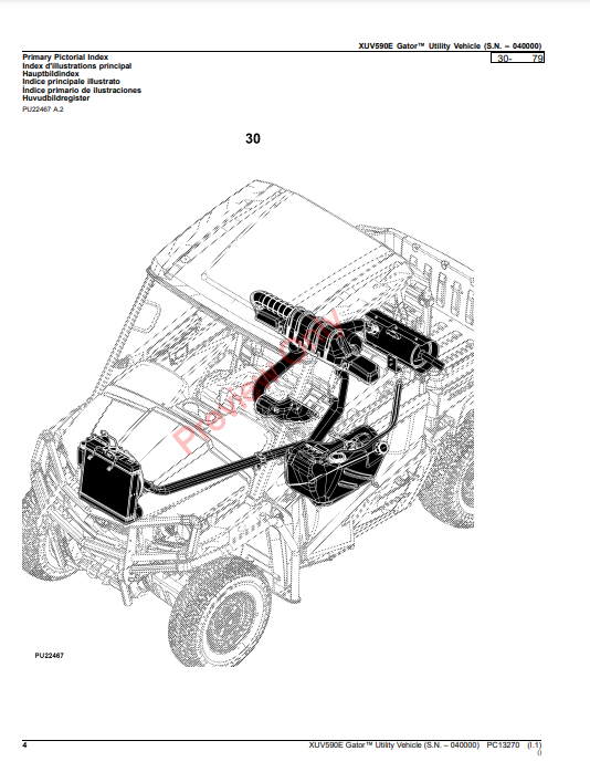 JOHN DEERE XUV590E GATOR UTILITY VEHICLE PC13270 - PARTS CATALOG MANUAL