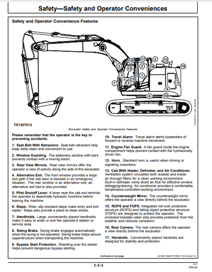 OPERATOR MANUAL - JOHN DEERE 245 P CONSTRUCTION EXCAVATOR OMT480096X019