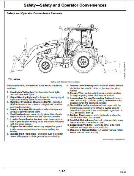 OPERATOR MANUAL - JOHN DEERE 210L EP Construction Tractor Loader OMT467849X01