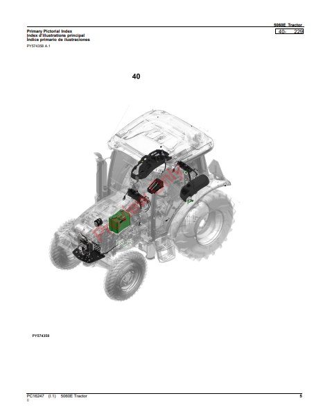 JOHN DEERE 5060E TRACTOR PC16247 - PARTS CATALOG MANUAL