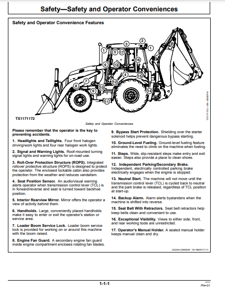 OPERATOR MANUAL - JOHN DEERE 310L EP Construction Backhoe Loader OMT357606X19