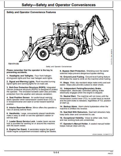 OPERATOR MANUAL - JOHN DEERE 310L EP Construction Backhoe Loader OMT357606X19