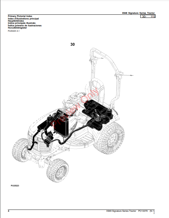 JOHN DEERE X949 SIGNATURE SERIES TRACTOR PC13379 - PARTS CATALOG MANUAL