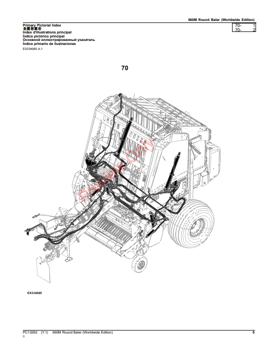 JOHN DEERE 560M ROUND BALER (WORLDWIDE EDITION) PC13262 - PARTS CATALOG MANUAL