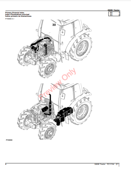 JOHN DEERE 5065E TRACTOR (NORTH AMERICA EDITION) PC11744 - PARTS CATALOG MANUAL