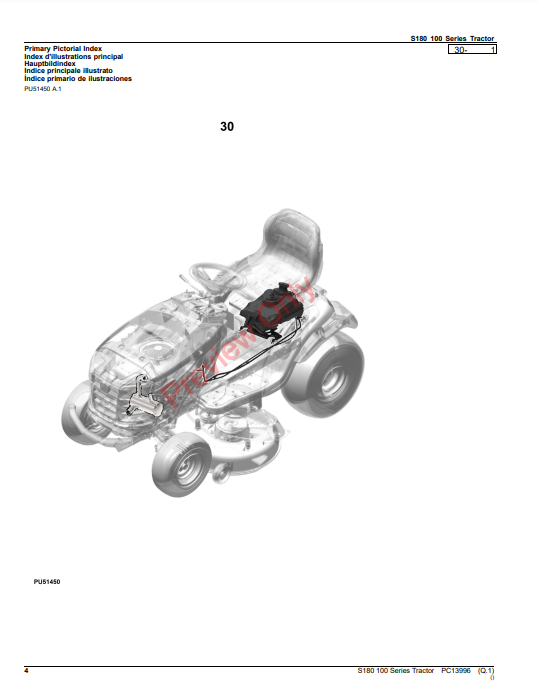 JOHN DEERE S180 100 SERIES TRACTOR PC13996 - PARTS CATALOG MANUAL