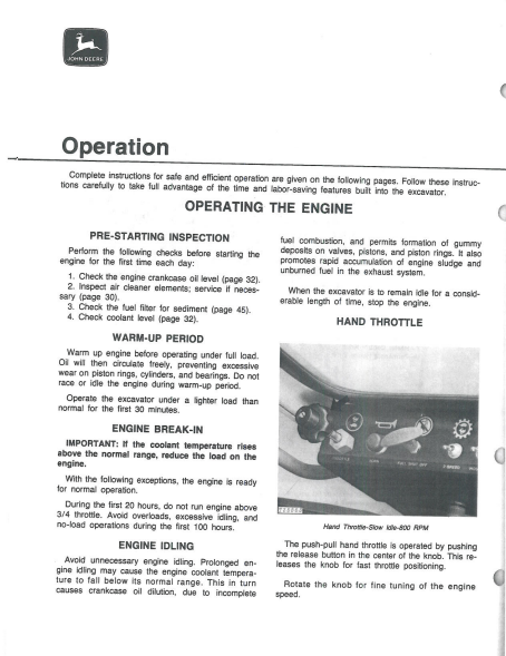 OMT53764- JOHN DEERE 690B (B SERIES) Construction Excavators OPERATOR MANUAL