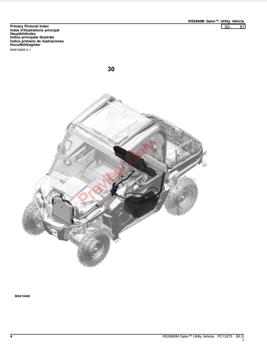 JOHN DEERE RSX860M GATOR UTILITY VEHICLE PC13275 - PARTS CATALOG MANUAL