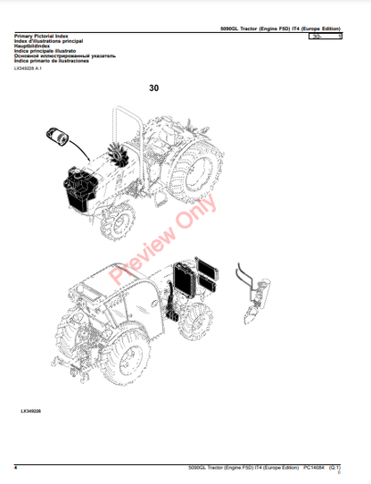 JOHN DEERE 5090GL TRACTOR (ENGINE F5D) IT4 (EUROPE EDITION) PC14084 - PARTS CATALOG MANUAL