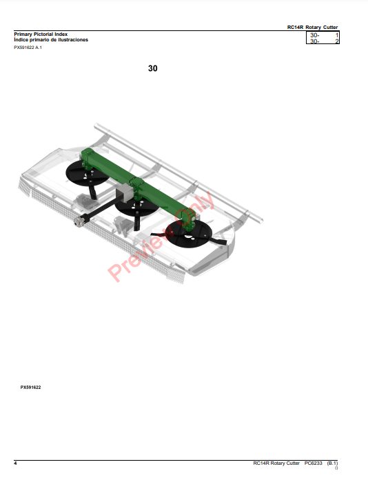 JOHN DEERE RC14R ROTARY CUTTER PC6233 - PARTS CATALOG MANUAL