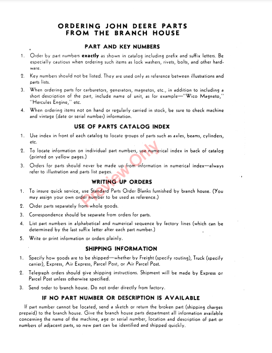 JOHN DEERE WISCONSIN ENGINE - MODEL VF4D PC579 - PARTS CATALOG MANUAL