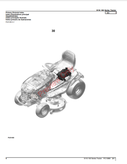 JOHN DEERE S110 100 SERIES TRACTOR PC13989 - PARTS CATALOG MANUAL