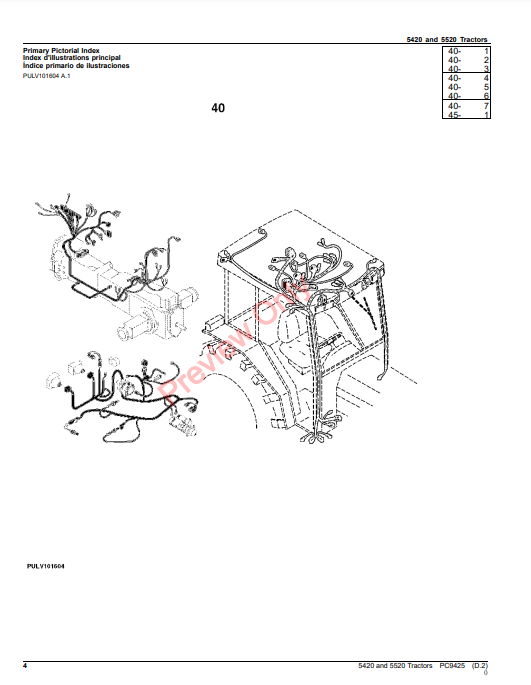 JOHN DEERE 5420 AND 5520 TRACTORS PC9425 - PARTS CATALOG MANUAL