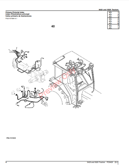 JOHN DEERE 5420 AND 5520 TRACTORS PC9425 - PARTS CATALOG MANUAL