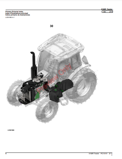 JOHN DEERE 5100R TRACTOR PC13101 - PARTS CATALOG MANUAL