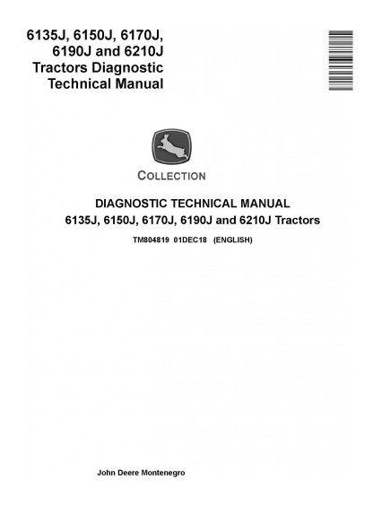 DIAGNOSTIC TECHNICAL MANUAL - JOHN DEERE 6210J TRACTOR TM804819