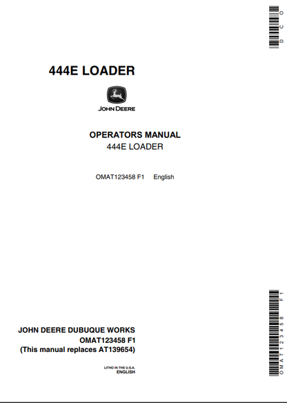 JOHN DEERE 444E (E SERIES) Construction Loaders OPERATOR MANUAL - OMAT123458