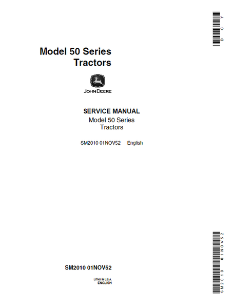 JOHN DEERE 50 SERIES TRACTOR SERVICE MANUAL SM2010 - PDF DOWNLOAD
