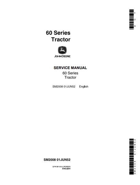 JOHN DEERE 620 SERIES TRACTOR SERVICE MANUAL - SM2008