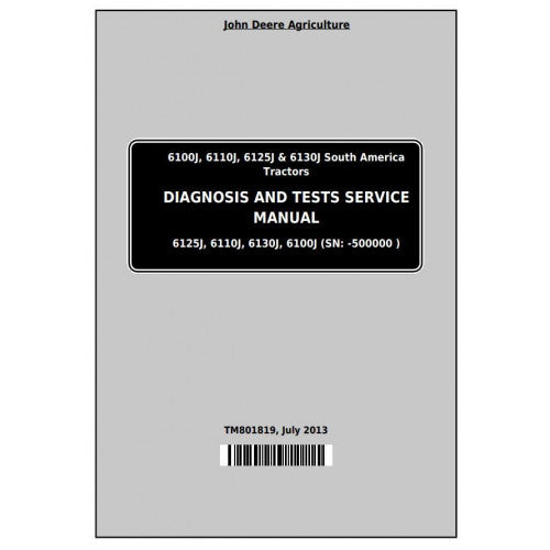 DIAGNOSTIC, TESTS SERVICE MANUAL - JOHN DEERE TRACTORS 6125J (SOUTH AMERICA) TM801819