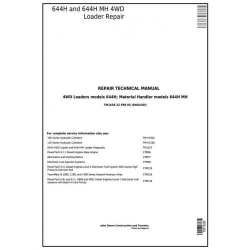 DIAGNOSTIC AND TEST SERVICE MANUAL - JOHN DEERE 644H MATERIAL HANDLER TM1638