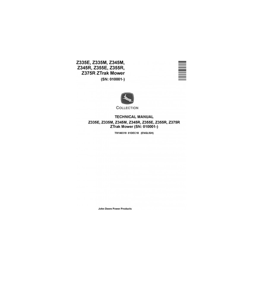 TECHNICAL MANUAL - JOHN DEERE Z335E,ZTRAK MOWER TM140319 