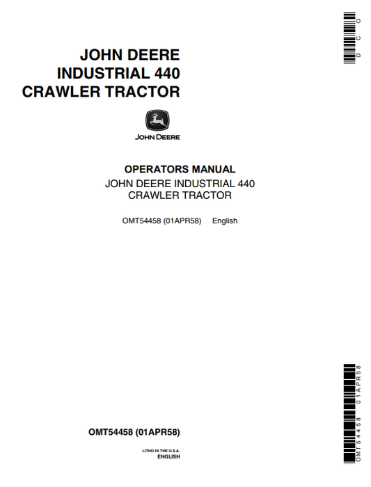 JOHN DEERE 860B (B SERIES) Construction Scrapers OPERATOR MANUAL -  OMT58805_