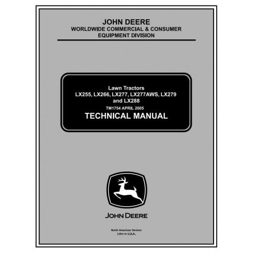 TECHNICAL SERVICE MANUAL -  JOHN DEERE LX279,LAWN TRACTORS TM1754 