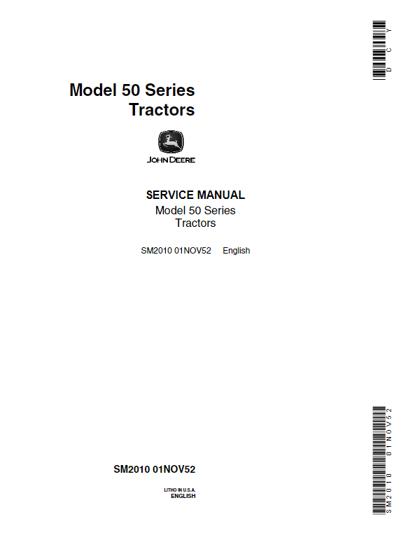 JOHN DEERE MODEL 520 SERIES TRACTOR SERVICE MANUAL SM2010 - PDF FILE