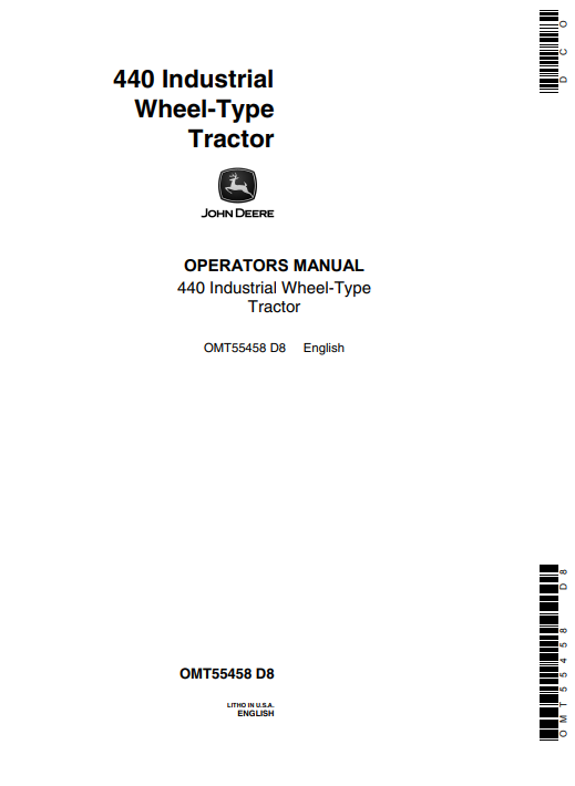 JOHN DEERE 440I (SERIES) Construction Tractors OPERATOR MANUAL - OMT55458_