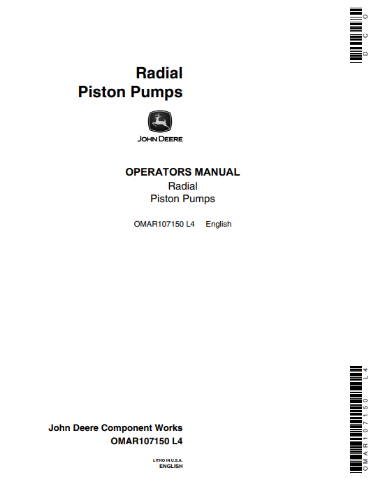 OHN DEERE RADIAL PISTON PUMPS (SERIES) Construction Pumps OPERATOR MANUAL - OMAR107150